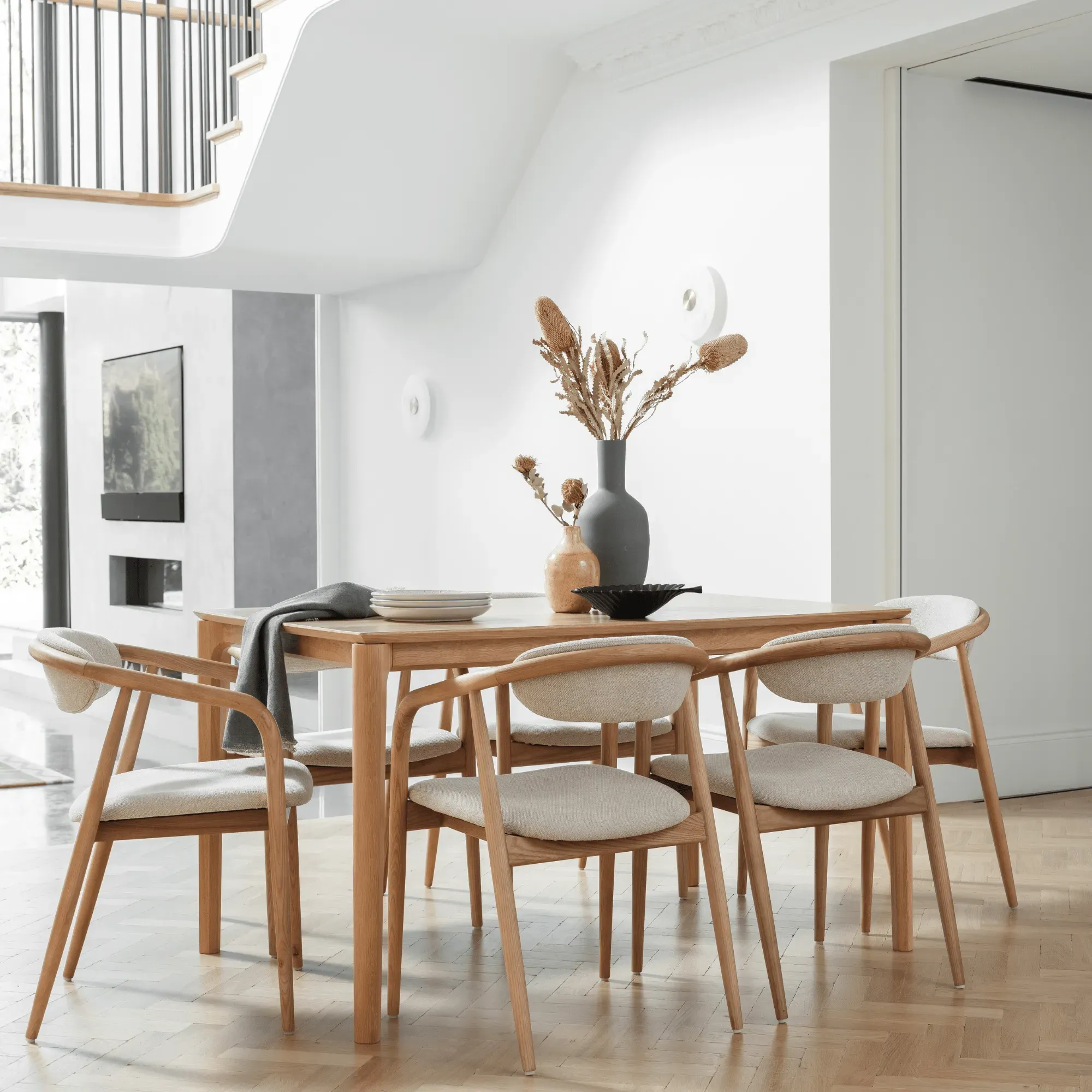 Extending Dining Table - Light Oak, Solid Wood image
