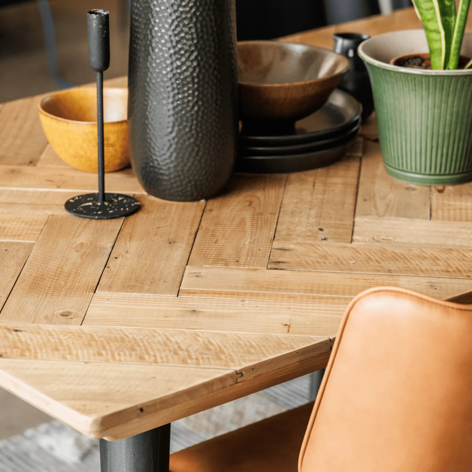 Extending Dining Table - Natural, Reclaimed Wood
