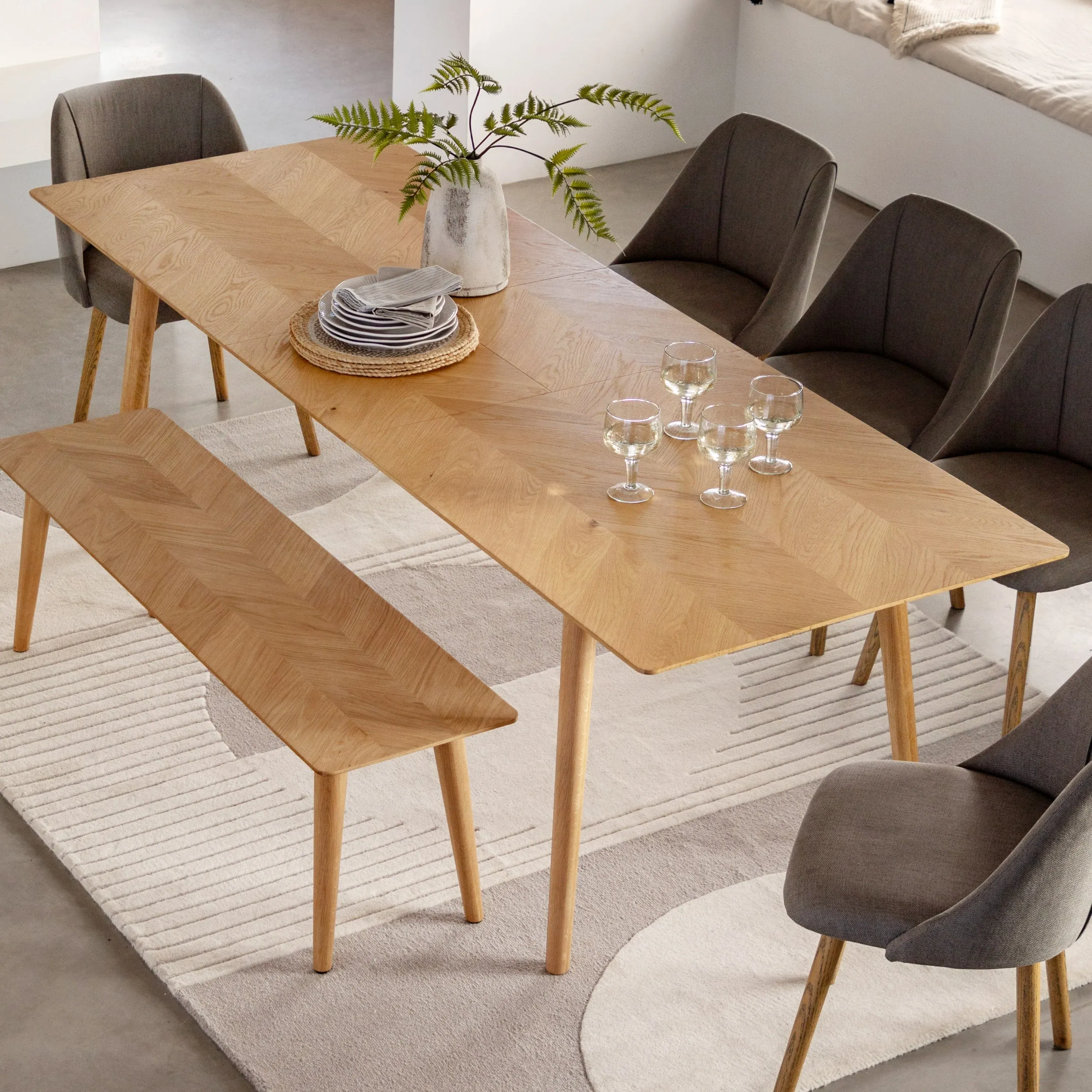 Extending Dining Table - Oak, Solid Wood