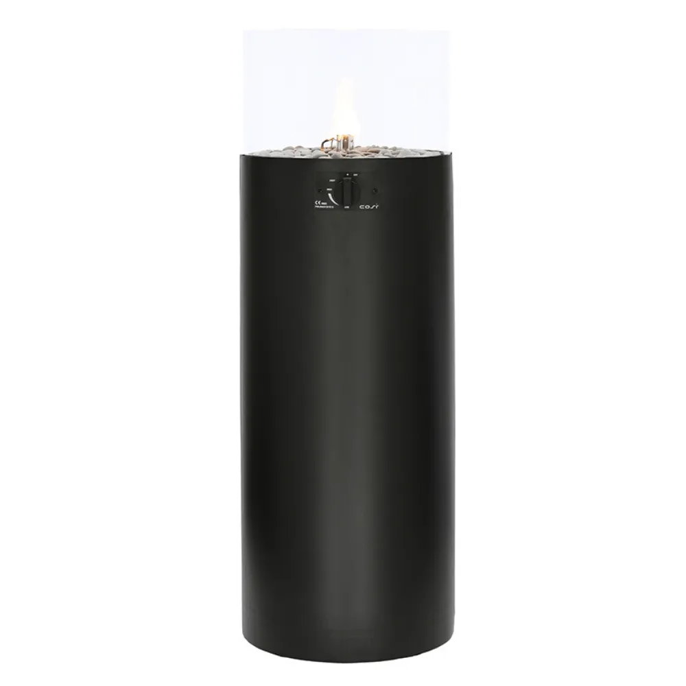 Floor Fire Lantern Pillar - Black