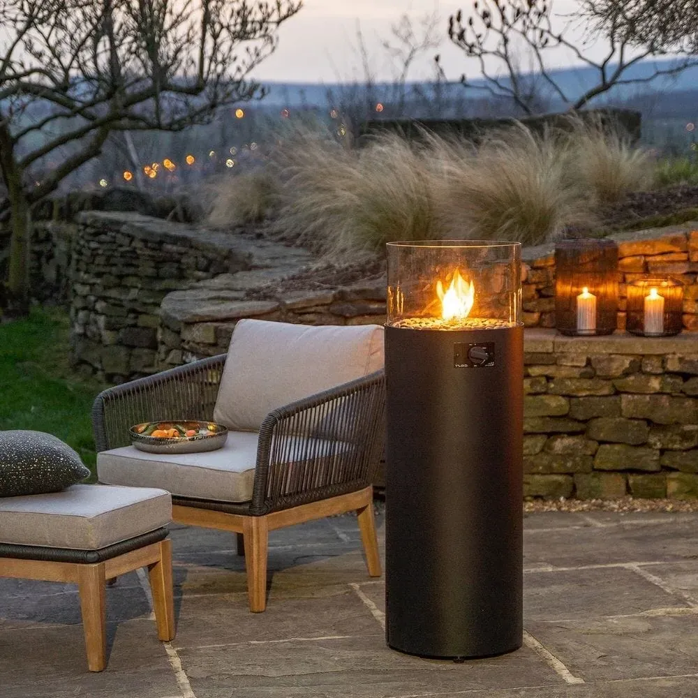 Floor Fire Lantern Pillar - Black image