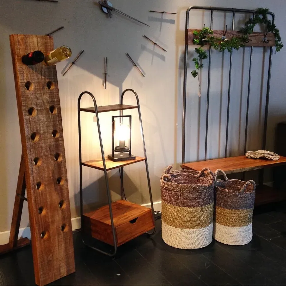 Freestanding Wine Display Rack - Wood, Mango