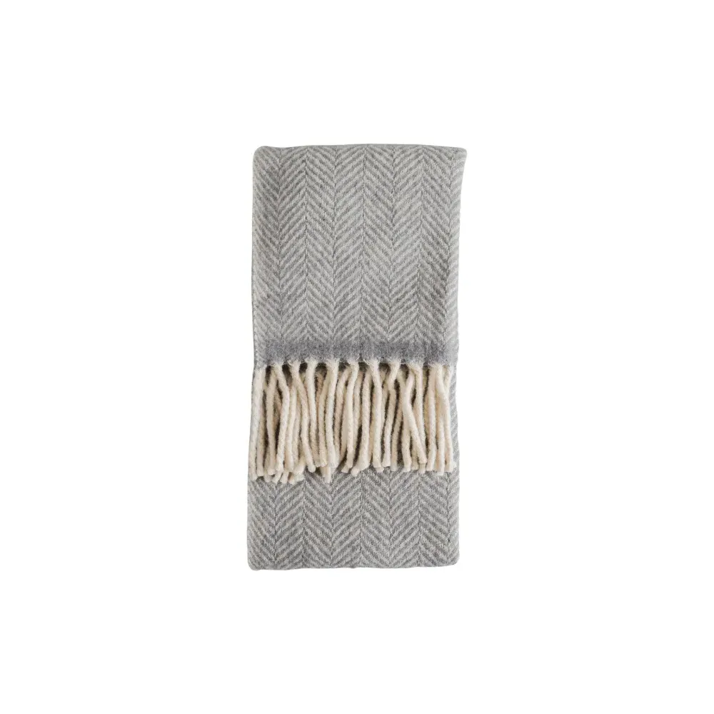 Herringbone Throw - Grey, Wool