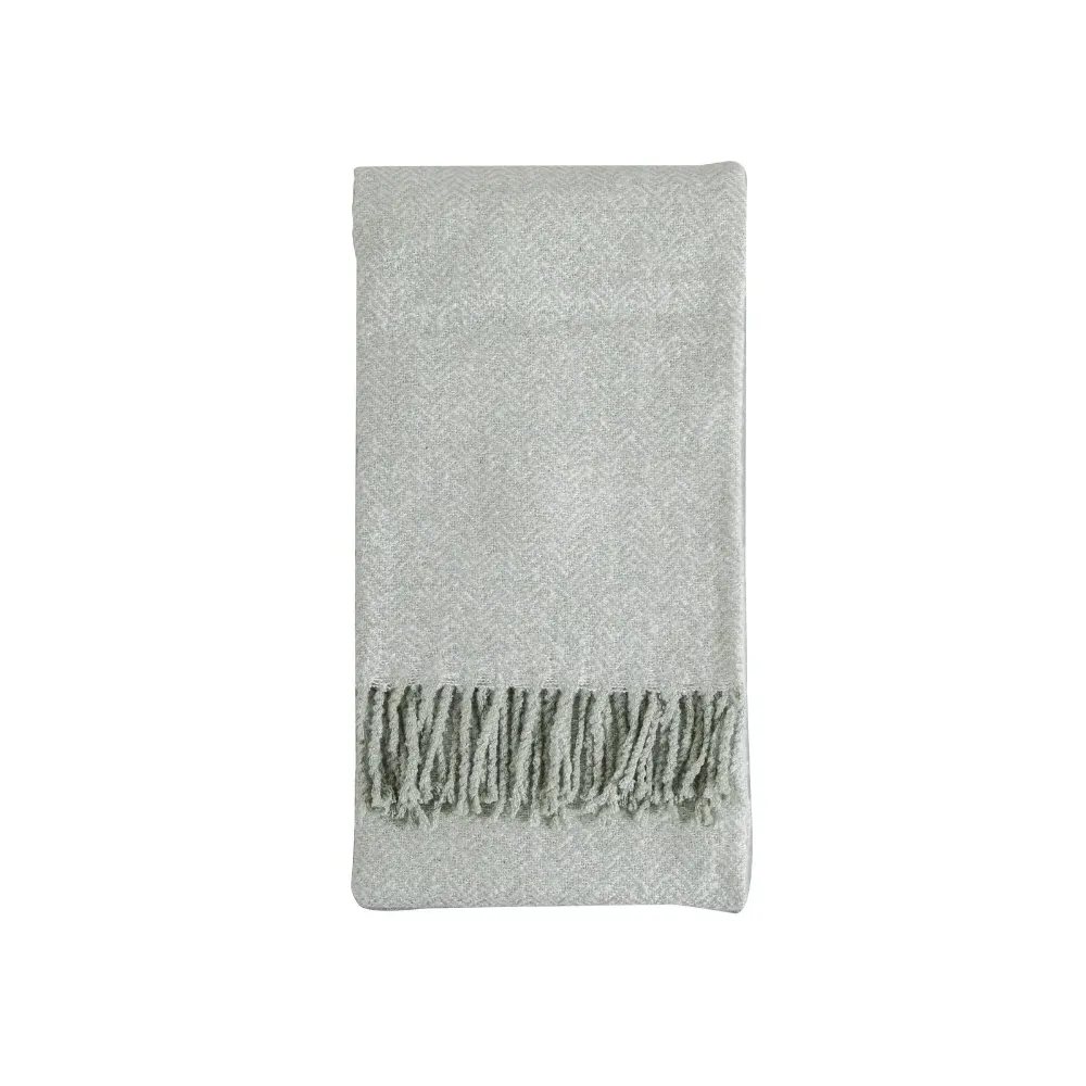 Herringbone Throw - Sage, Faux Mohair