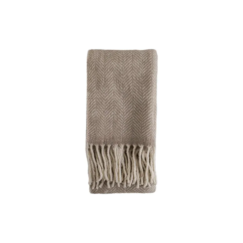 Herringbone Throw - Taupe, Wool
