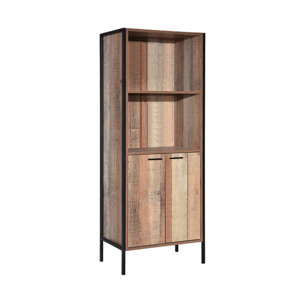 Industrial Bookcase Display Cabinet - Wood Effect image
