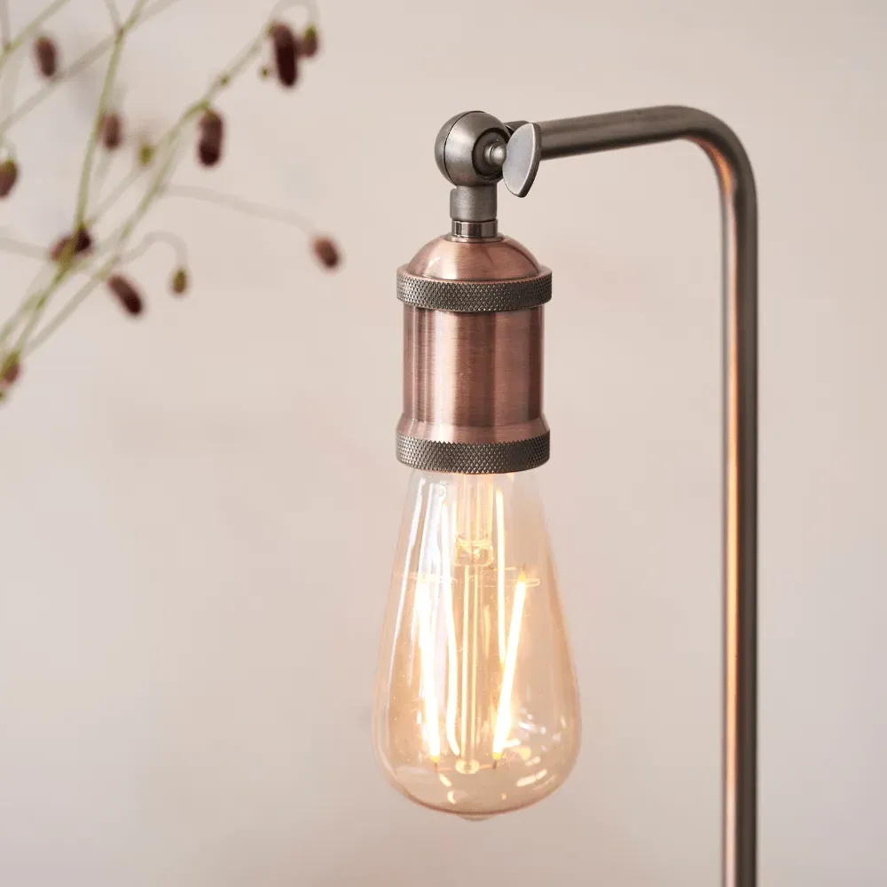 Industrial Bulb Table Lamp - Pewter, Metal