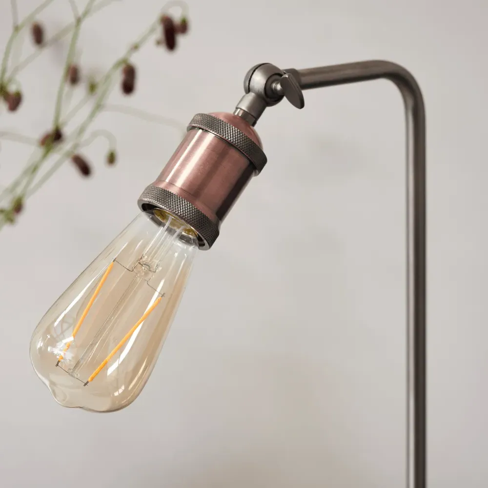Industrial Bulb Table Lamp - Pewter, Metal