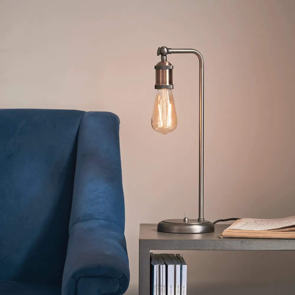 Industrial Bulb Table Lamp - Pewter, Metal image