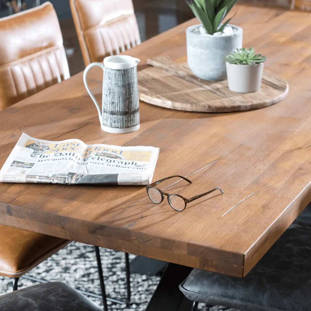 Industrial Dining Table - Oak, Solid Wood image