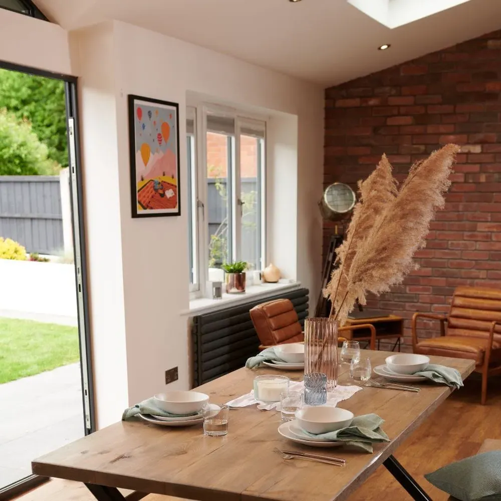 Industrial Dining Table with U Frame - Grey Wash