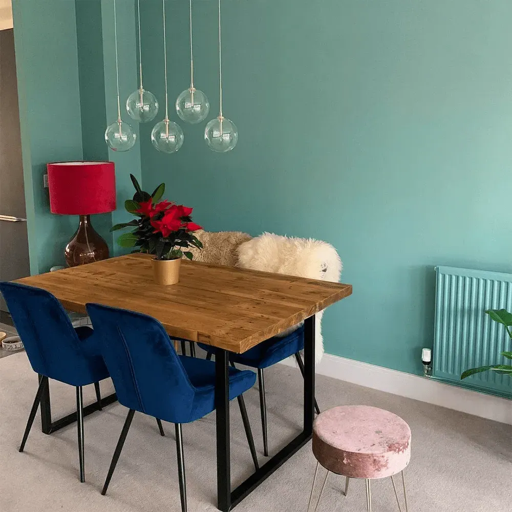 Industrial Dining Table with U Frame - Rugger Brown