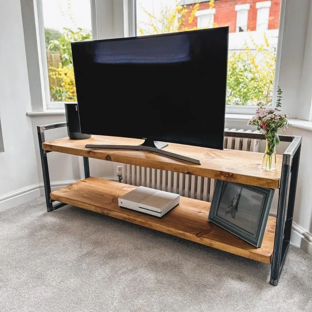 Industrial TV Unit - Driftwood, Solid Wood image