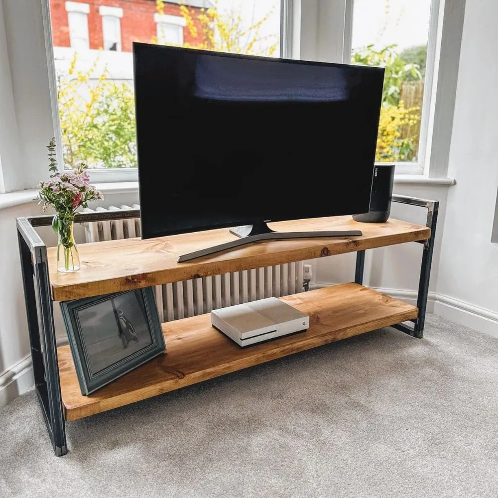 Industrial TV Unit - Rugger Brown, Solid Wood