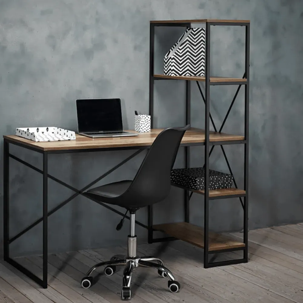 Industrial Workstation Desk - Oak Effect, MDF image