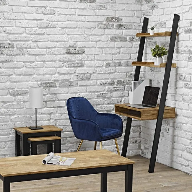 Ladder Desk with Shelves - Wood, Black Frame image