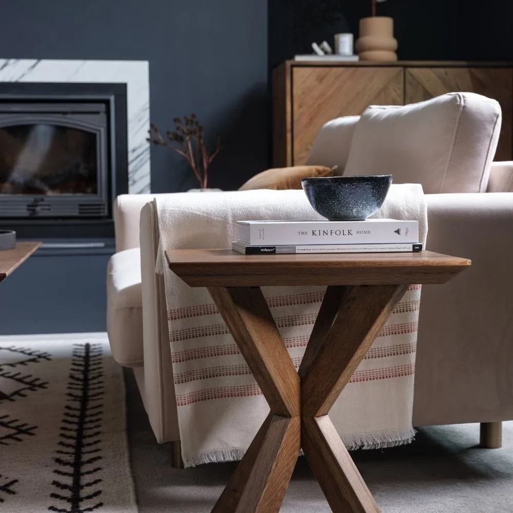 Lamp Side Table with Cross Legs - Wood, Oak image