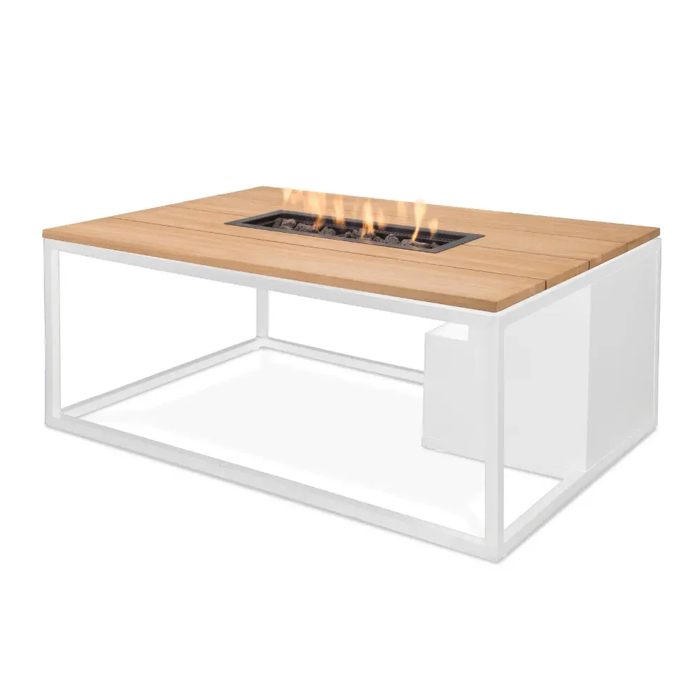 Large Biofuel Fire Pit - White, Teak image