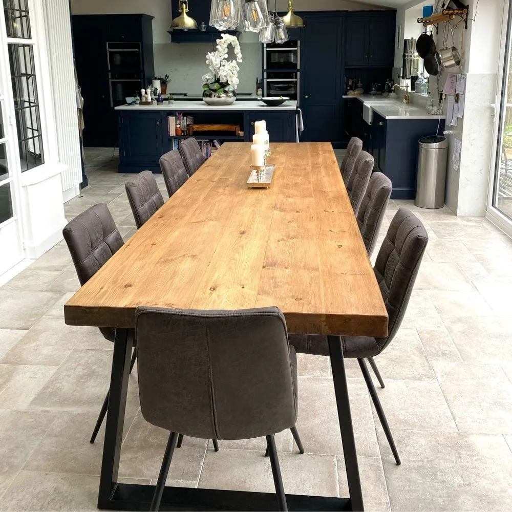 Large Dining Table Triangle Frame - Driftwood, Wood