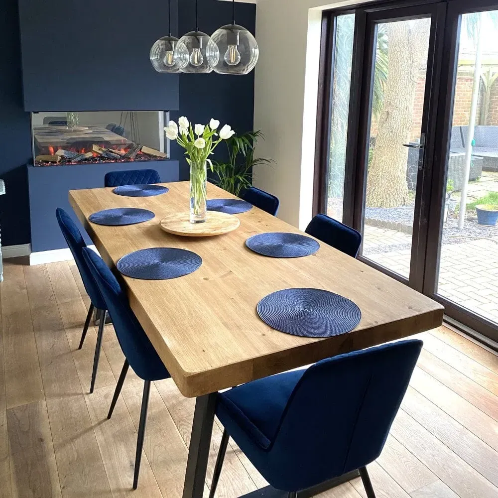 Large Dining Table Triangle Frame - Driftwood, Wood