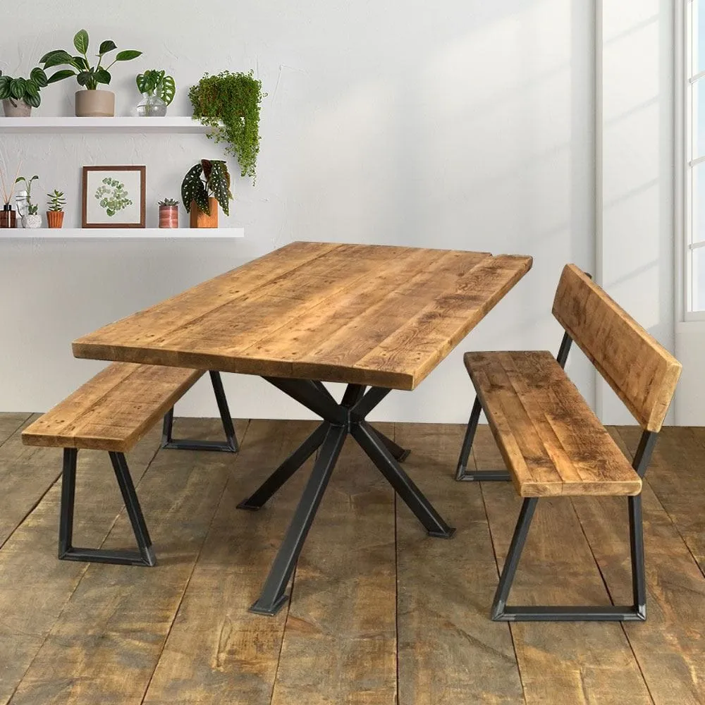 Large Dining Table with Steel Frame - Driftwood