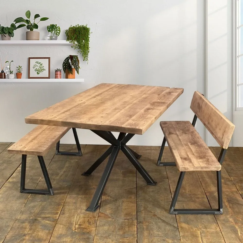 Large Dining Table with Steel Frame - Light Driftwood