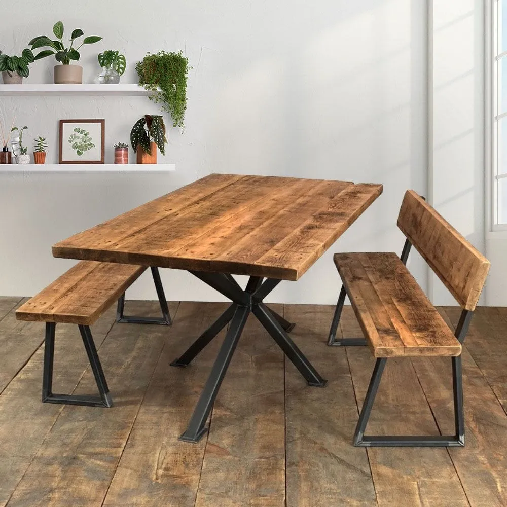 Large Dining Table with Steel Frame - Rugger Brown