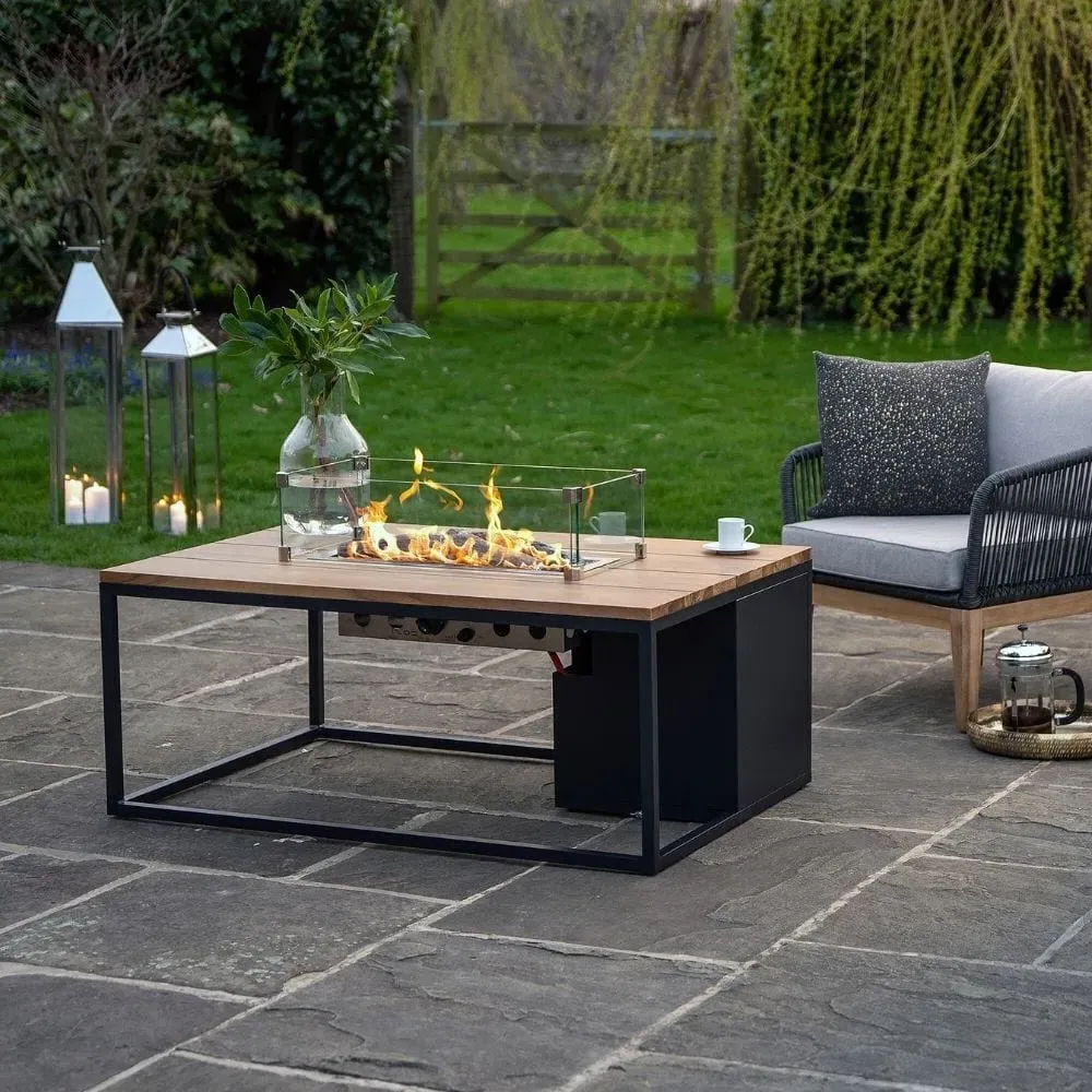 Large Fire Pit - Black, Teak
