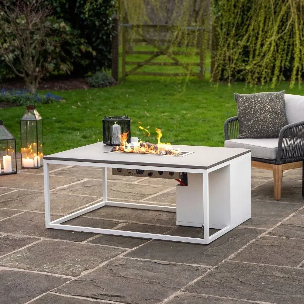Large Fire Pit - White, Teak