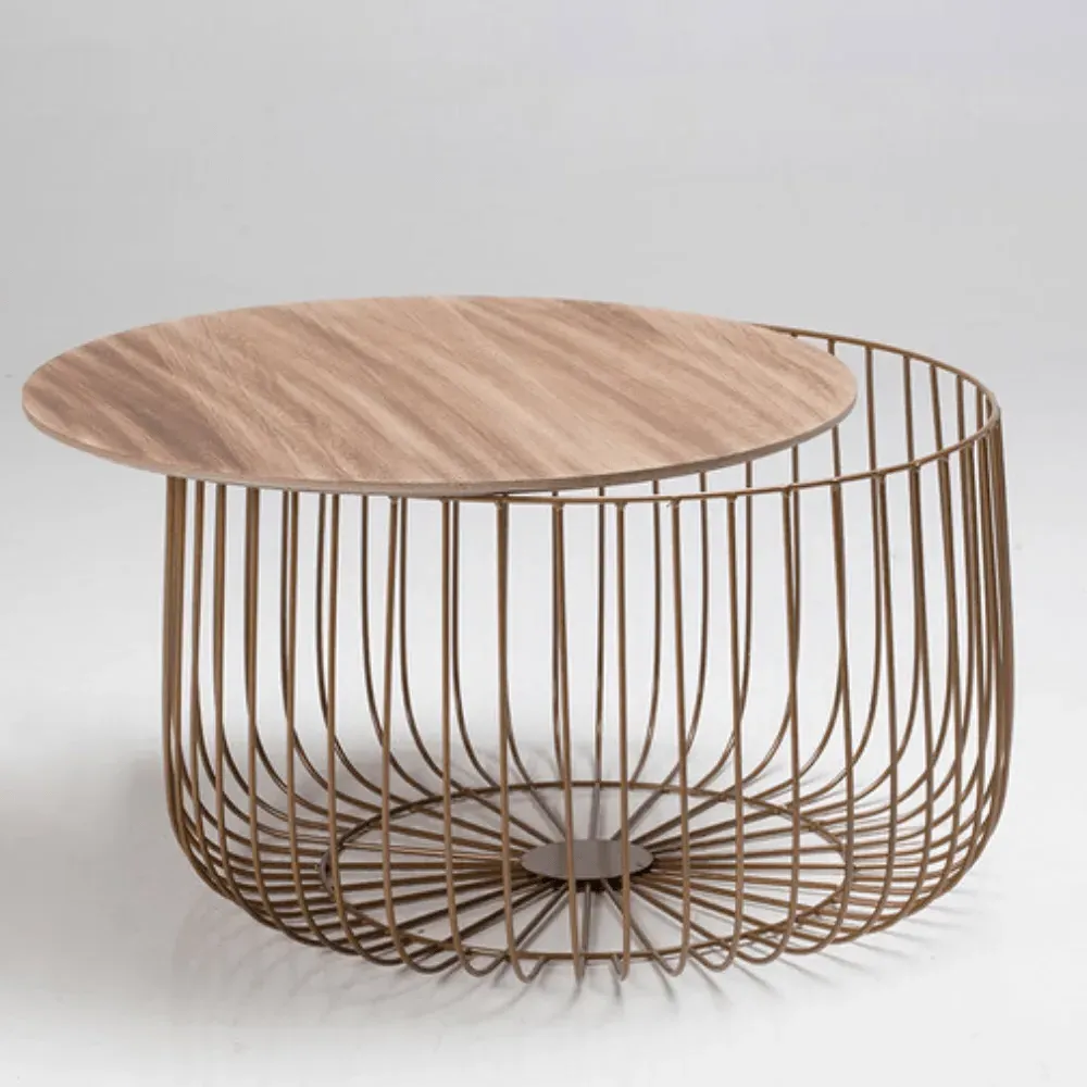 Large Storage Table with Aztec Design - Oak