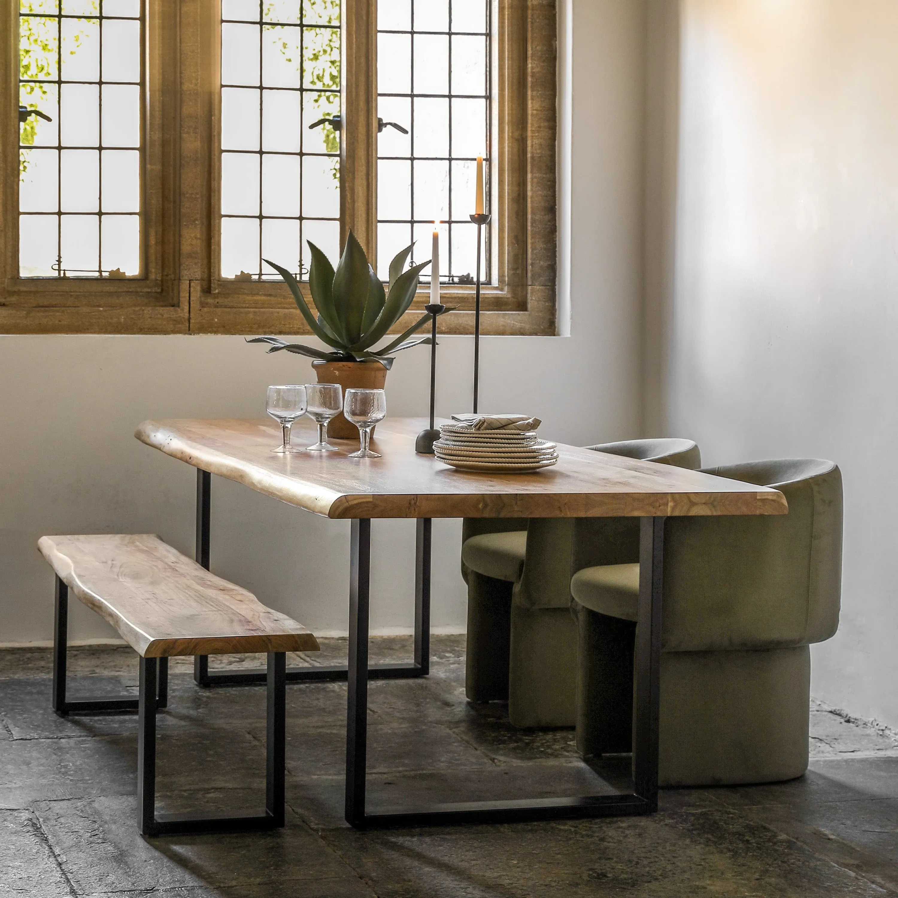 Live Edge Dining Table - Natural, Acacia Wood image