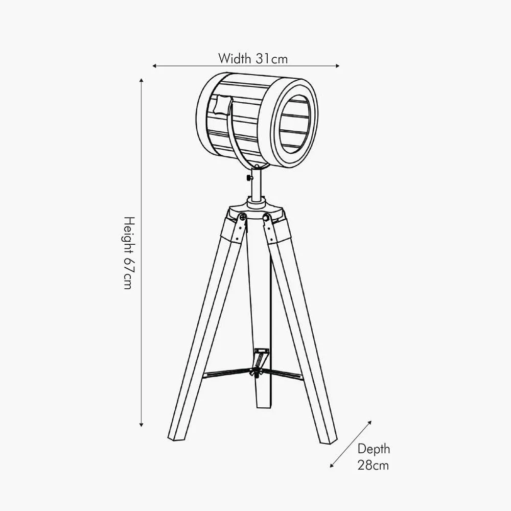 Marine Searchlight Tripod Table Lamp - Silver