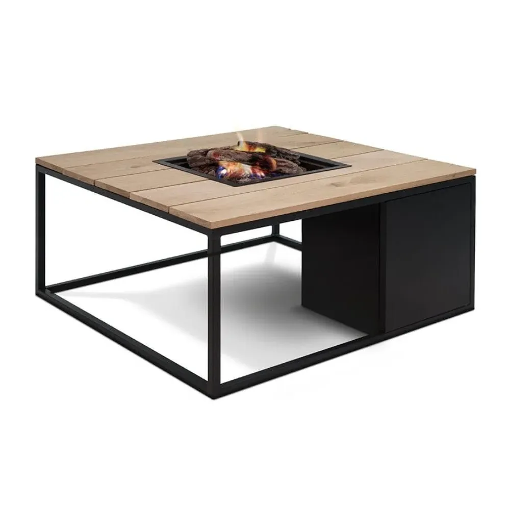 Medium Biofuel Fire Pit - Black, Teak