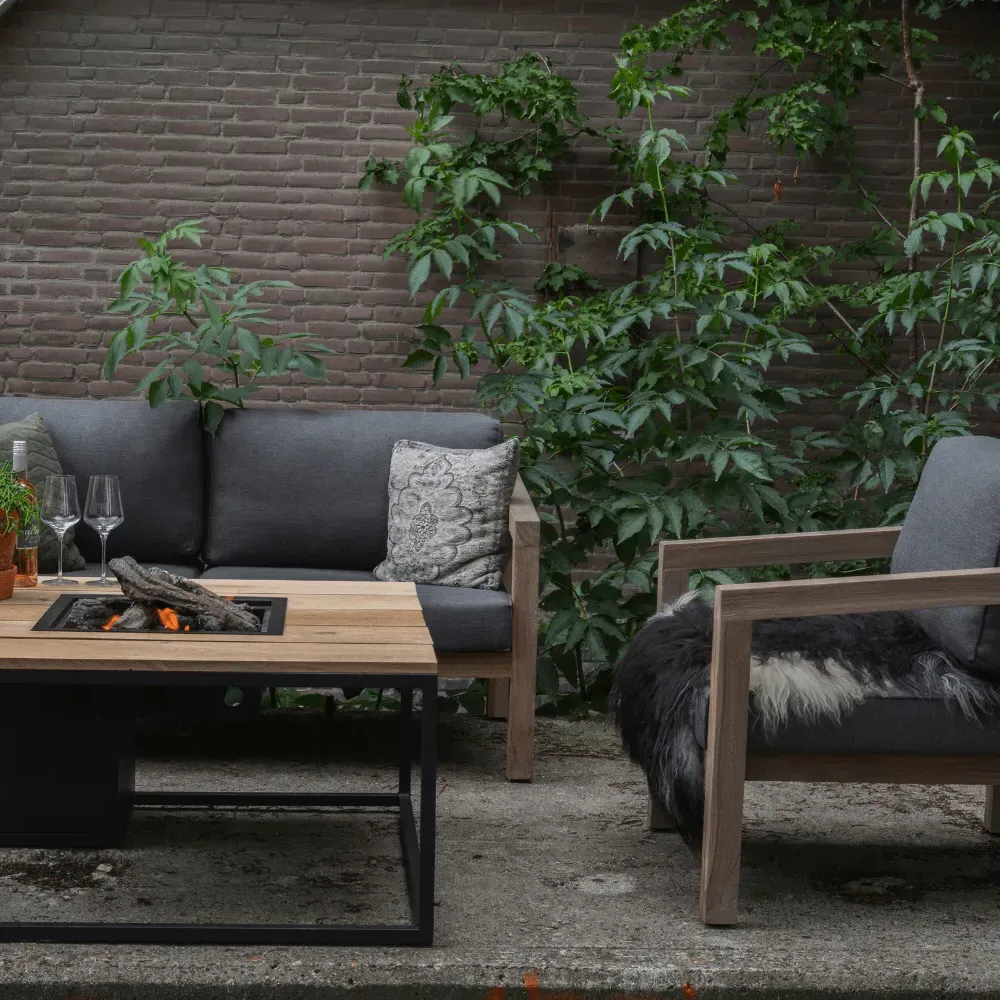 Medium Biofuel Fire Pit - Black, Teak image