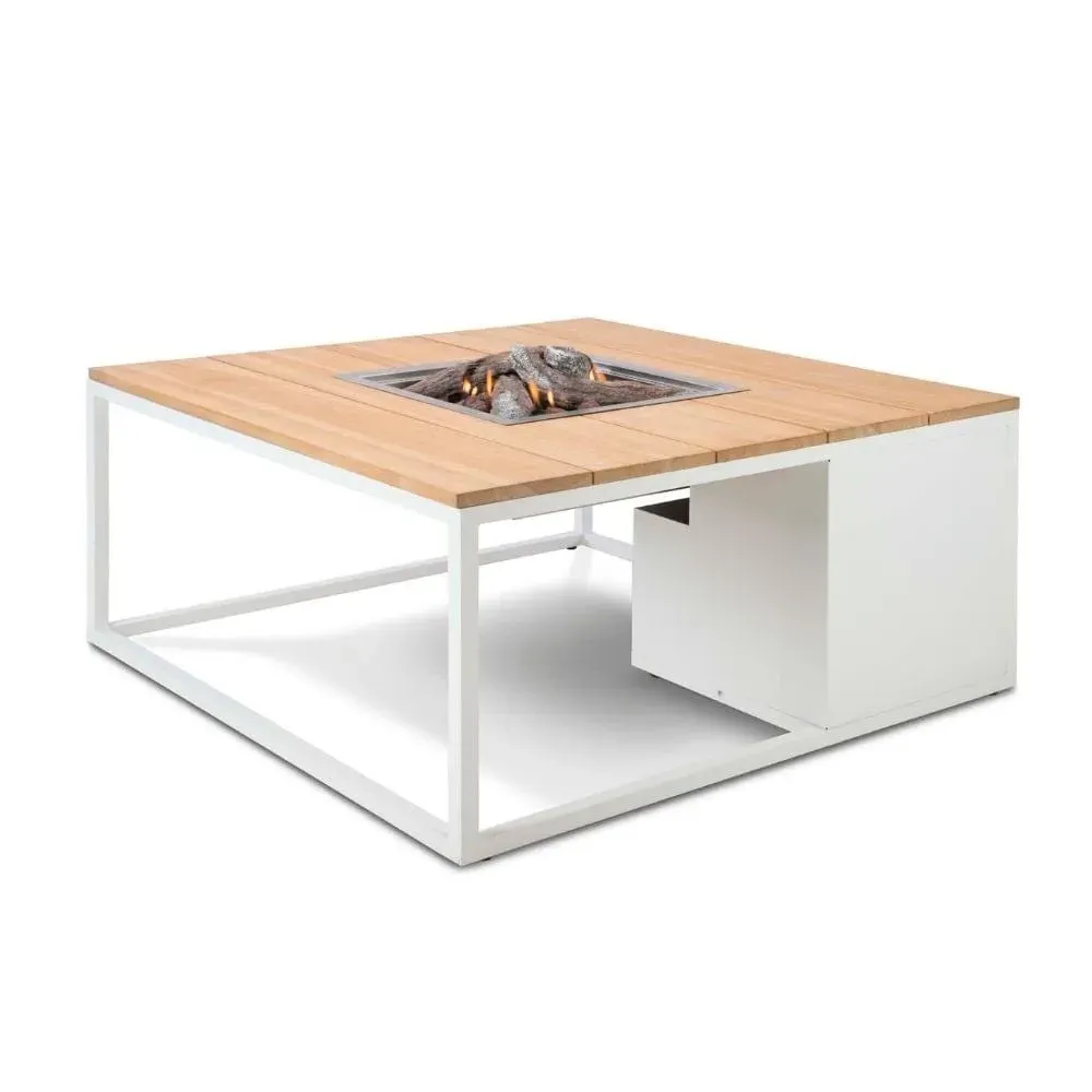 Medium Biofuel Fire Pit - White, Teak image
