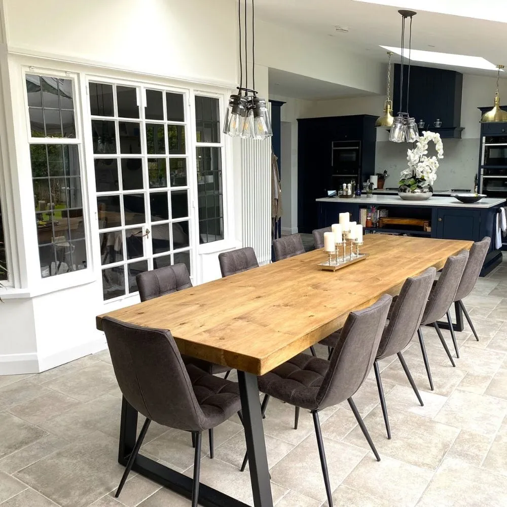 Medium Dining Table Triangle Frame - Brown, Wood image