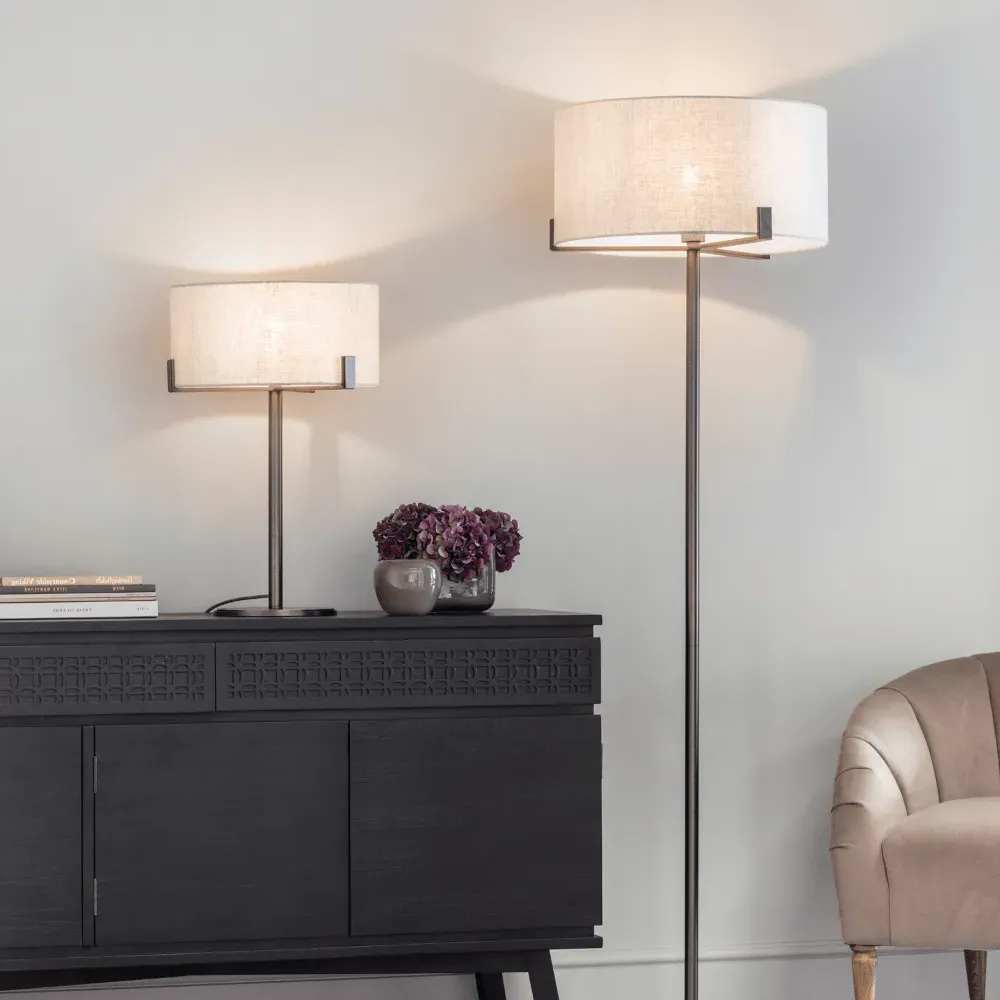 Metal Floor Lamp - Cream, Bronze image