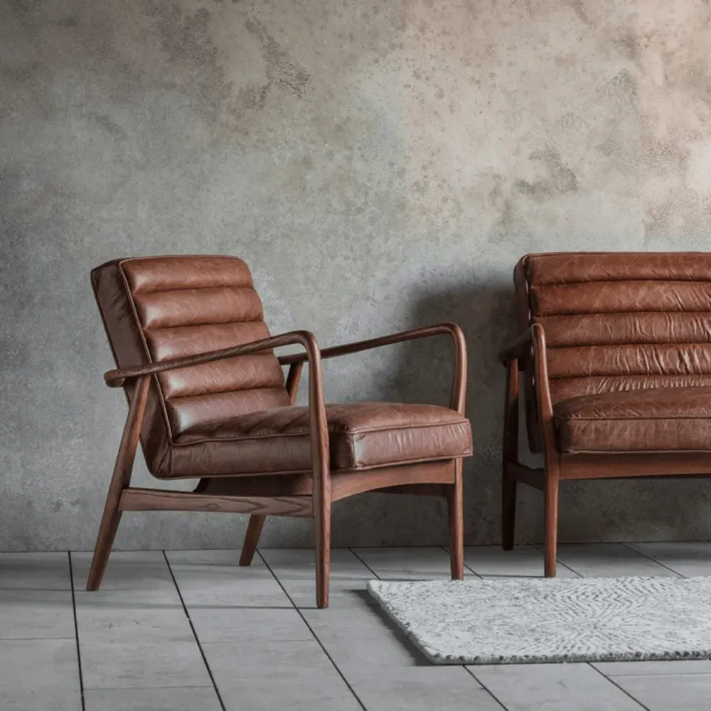Mid-Century Armchair - Brown, Leather image