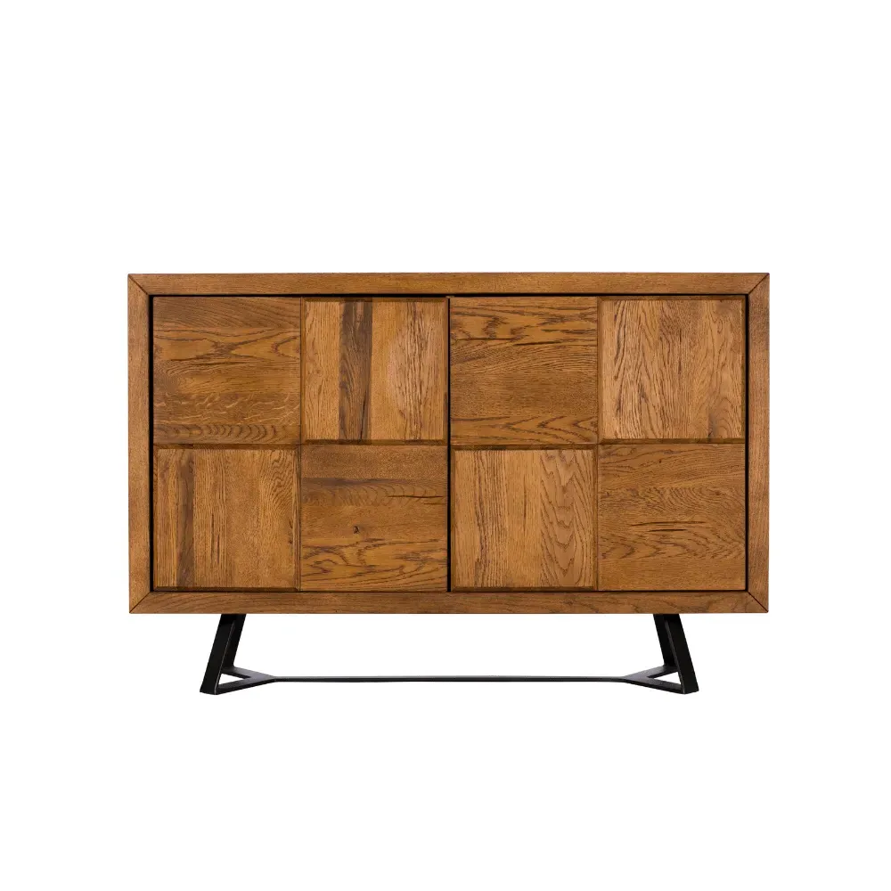 Narrow Sideboard with Steel Legs - Oak Wood