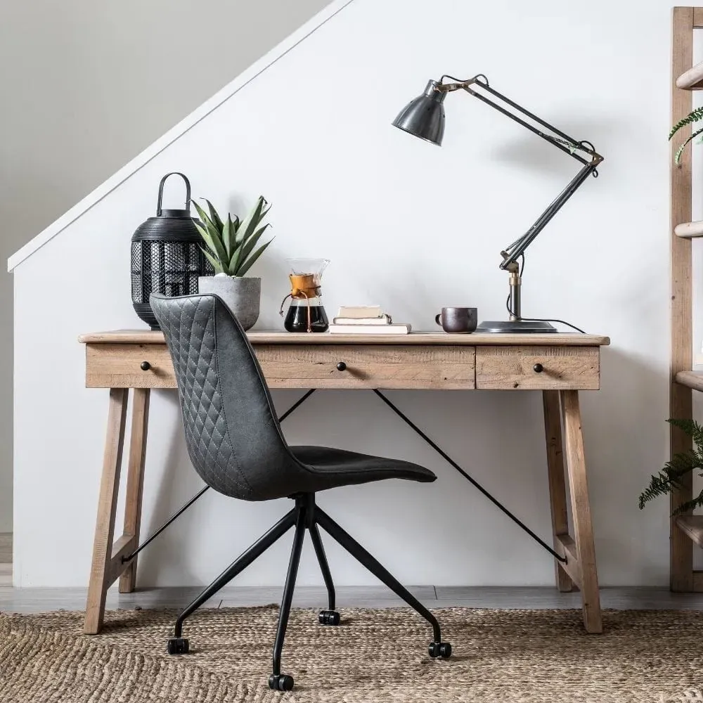 Office Chair with Wheels - Grey, Faux Leather