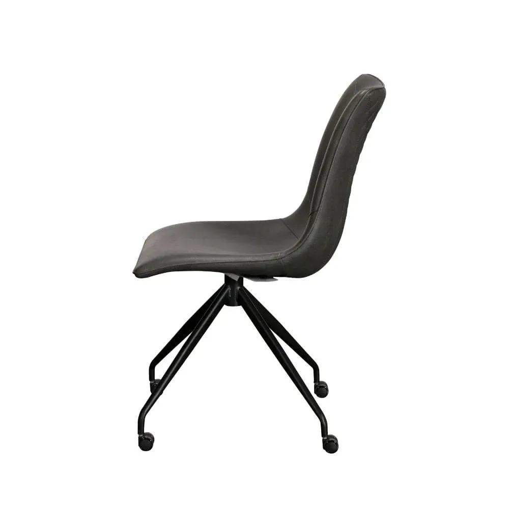 Office Chair with Wheels - Grey, Faux Leather