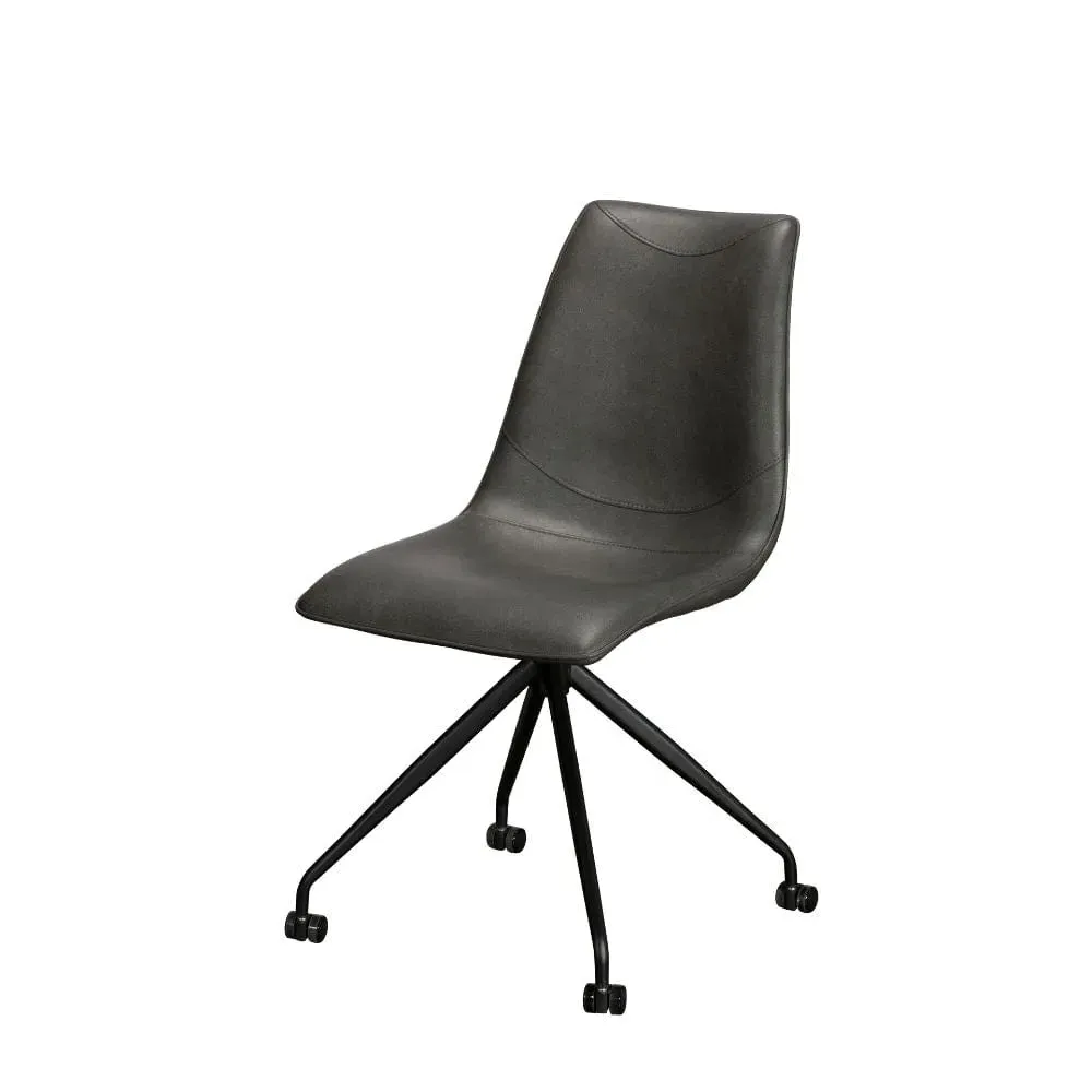 Office Chair with Wheels - Grey, Faux Leather
