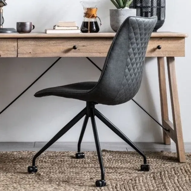 Office Chair with Wheels - Grey, Faux Leather image