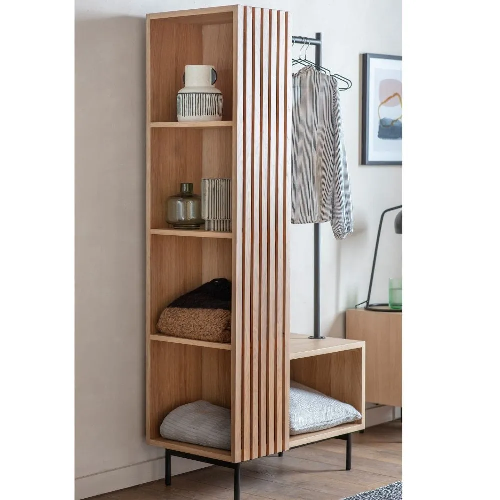 Open Wardrobe with Clean Lines - Oak, Solid Wood