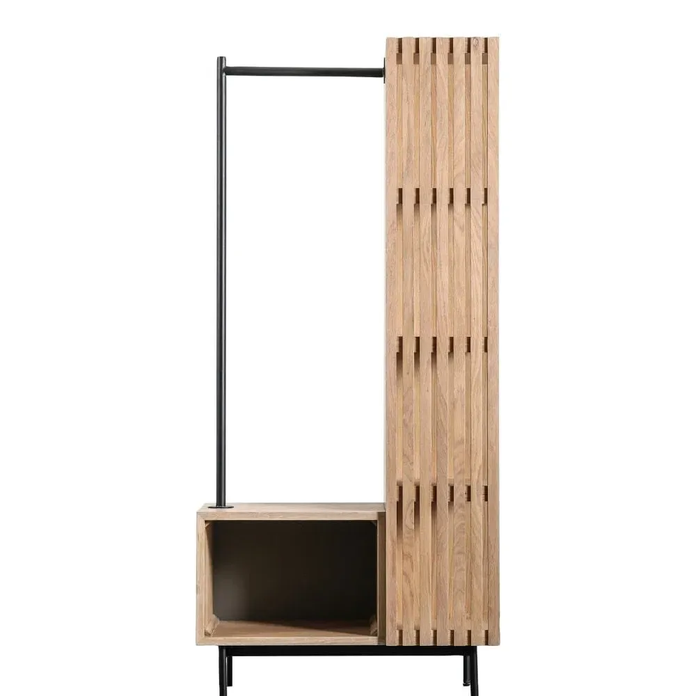 Open Wardrobe with Clean Lines - Oak, Solid Wood