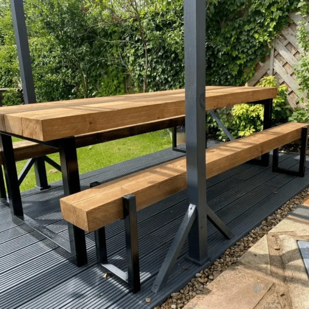 Outdoor Dining Set with 1 Bench - Brown, Wood image