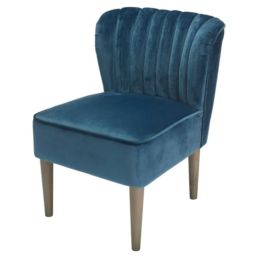 Oyster Accent Chair - Midnight Blue, Velvet