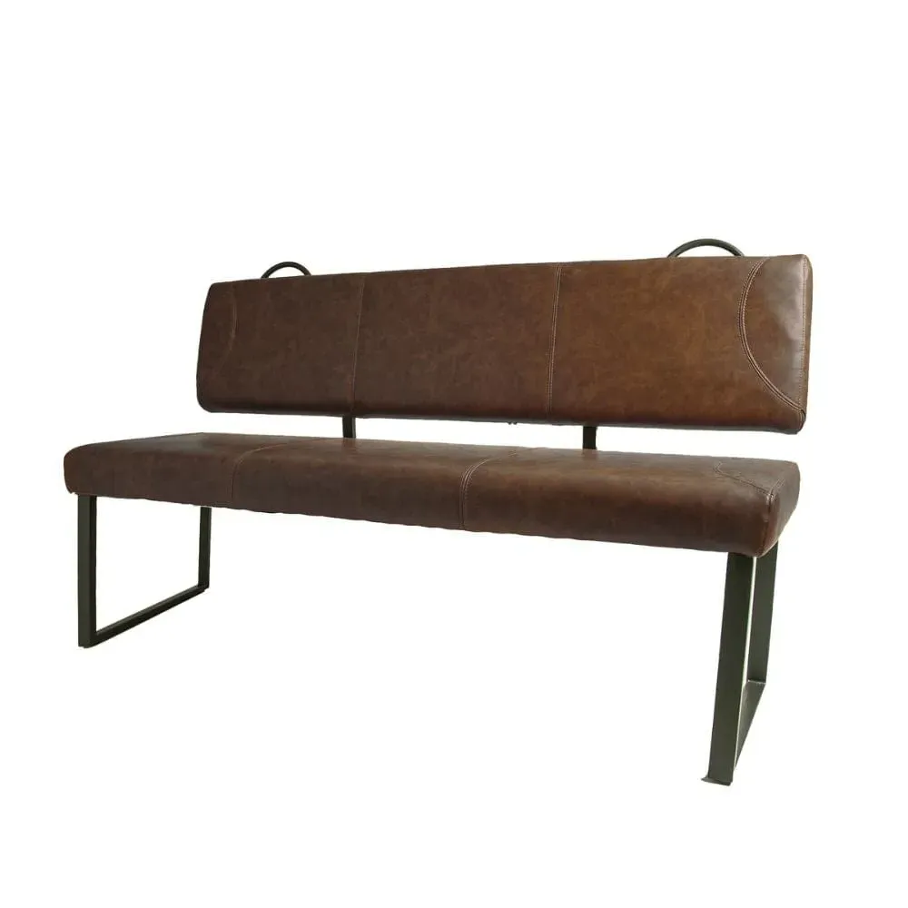 Padded Bench with Back - Chestnut, Vegan Leather image