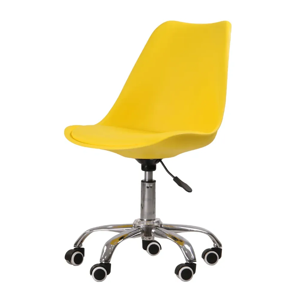 Padded Office Chair with Wheels - Yellow