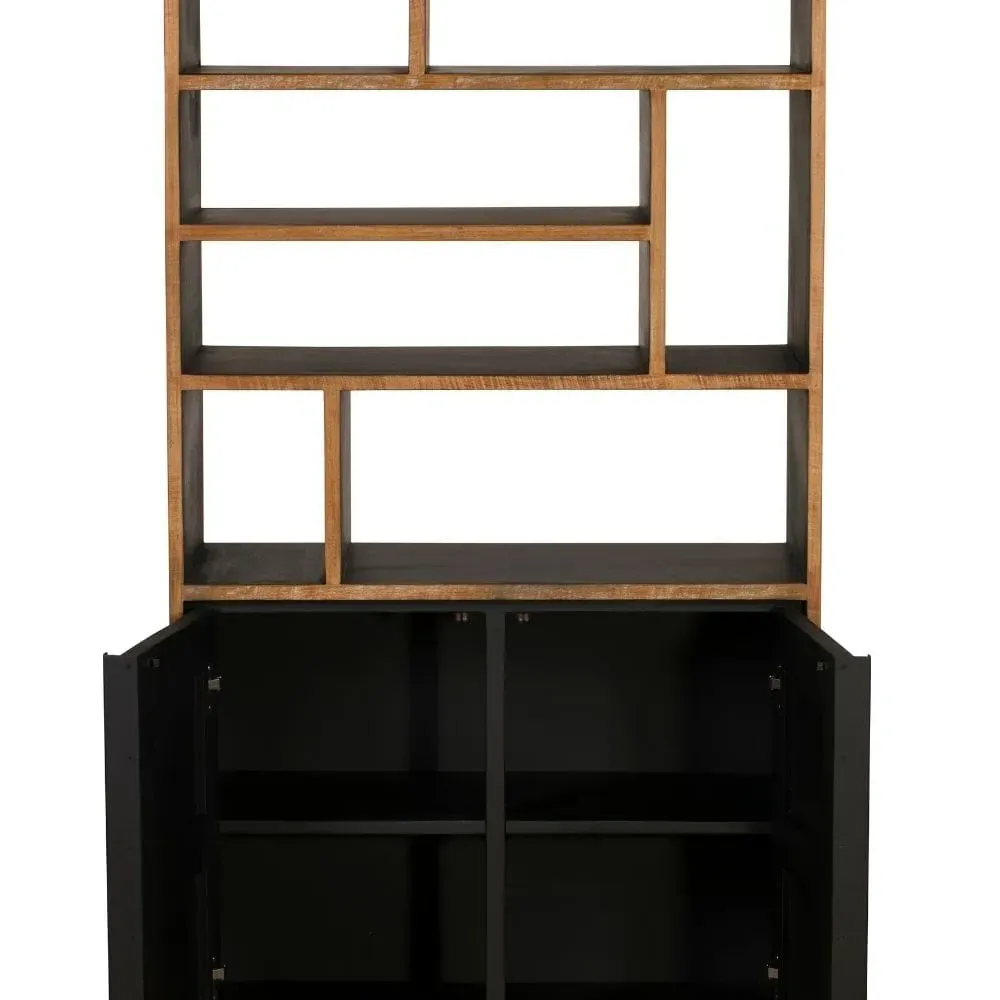 Reclaimed Bookcase with Steel Legs - Wood, Teak